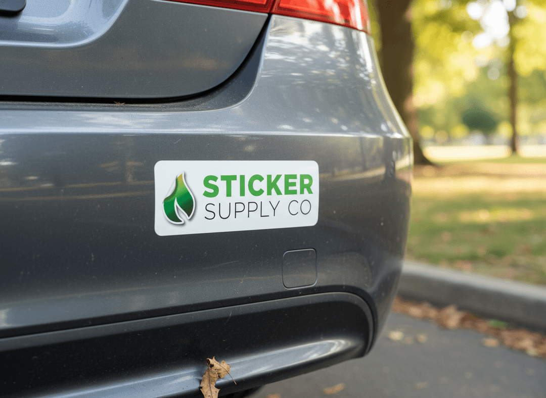 Custom vinyl bumper stickers printed on durable weatherproof material